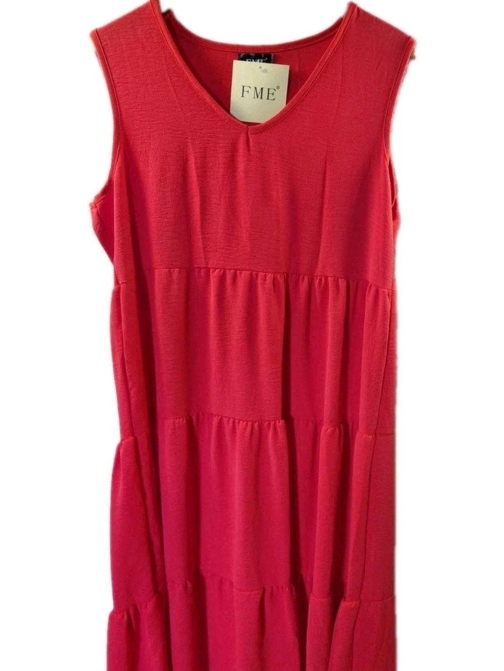 FME Dark Pink/Orange Tier Maxi Dress Large Womens Approx 50x18in
